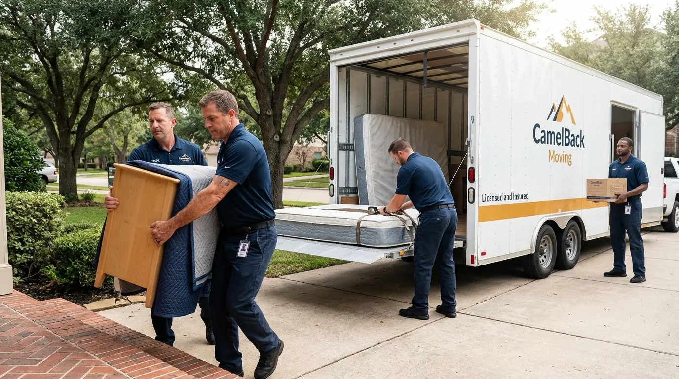 Crew loading residential truck for cross-state move from Willimantic, CT
